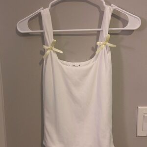 Chic White Camisole with Yellow Accents